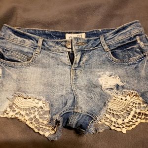 Rue 21 Distressed Lace Sexy Short Shorts, 1/2